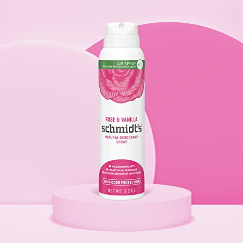 Schmidt's Rose & Vanilla Natural Deodorant Spray (3 Pack, 3.2 oz each)