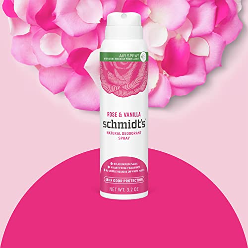 Schmidt's Rose & Vanilla Natural Deodorant Spray (3 Pack, 3.2 oz each)