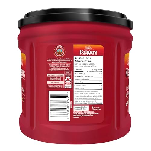 Folgers Classic Roast Medium Dark Roast, Ground Coffee, 816g Canister