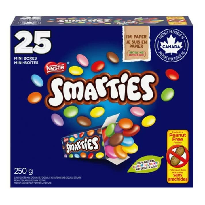 Smarties Chocolate Candy Gems (25 Mini Boxes, 250g)