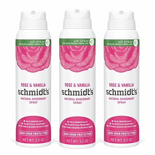 Schmidt's Rose & Vanilla Natural Deodorant Spray (3 Pack, 3.2 oz each)