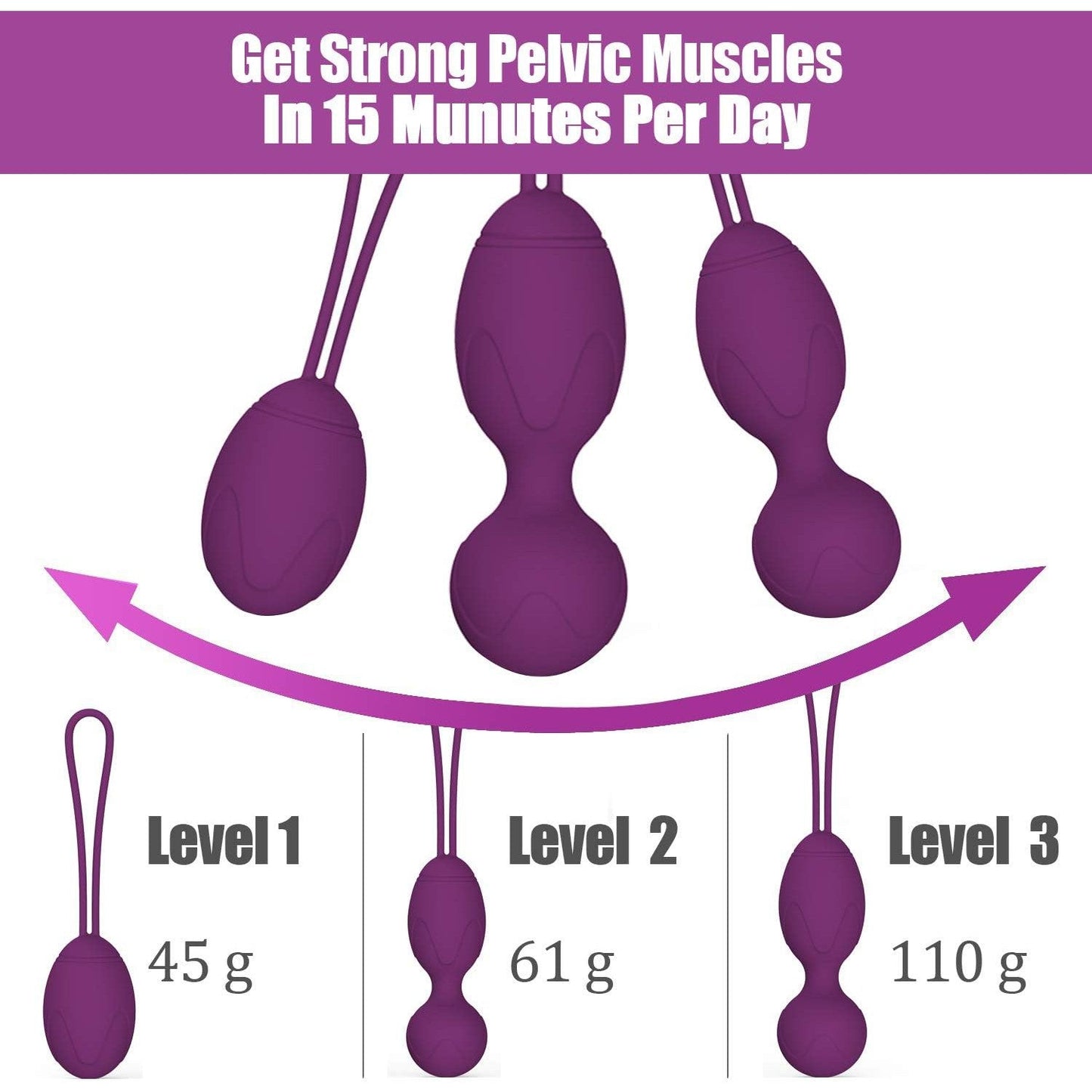 Reclaim Your Confidence: Premium Kegel Exercise Balls for Women – (3-Stage Set, Pink)