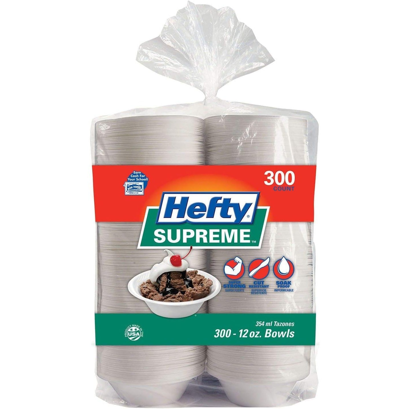 Hefty Supreme Heavy Duty Foam Bowls, 12 oz (300 Count)