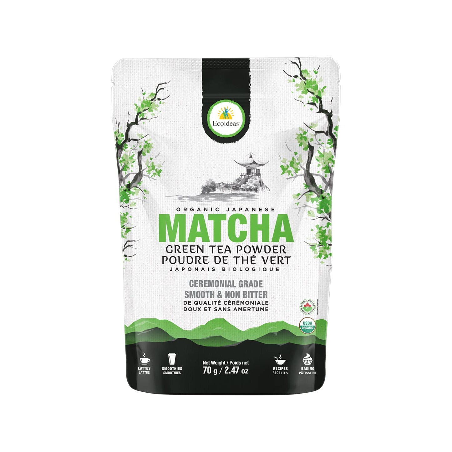 Ecoideas Organic Ceremonial Matcha Green Tea Powder - 70g