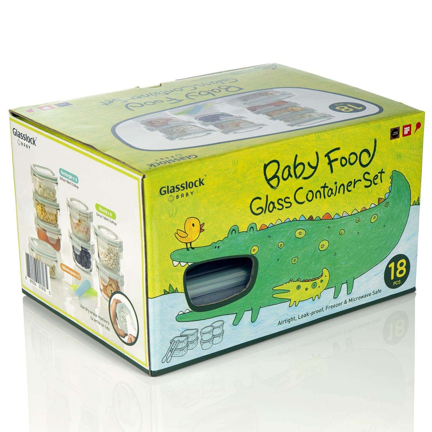 Glasslock 18pc Baby Food Storage Container Set – BPA-Free Glass, Leak-Proof Lids & Spoons – Safe & Easy Meal Prep!