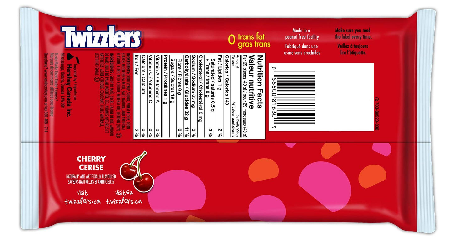 Twizzlers Nibs Cherry Flavored Licorice Candy - 14 oz Share Size Bag of Chewy, Bite-Sized Bites