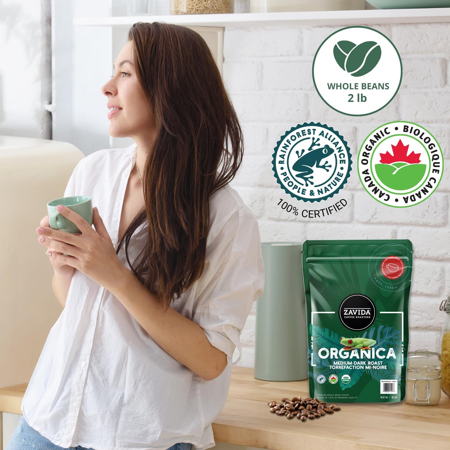 Zavida Organica Whole Bean Coffee (2 lb Bag)
