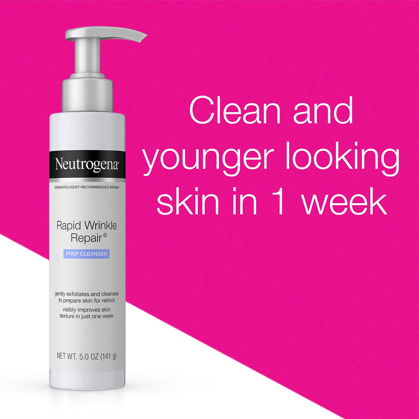 Neutrogena Rapid Wrinkle Repair Retinol Prep Cleanser | Exfoliating Face Wash with Glycolic Acid (5 oz)