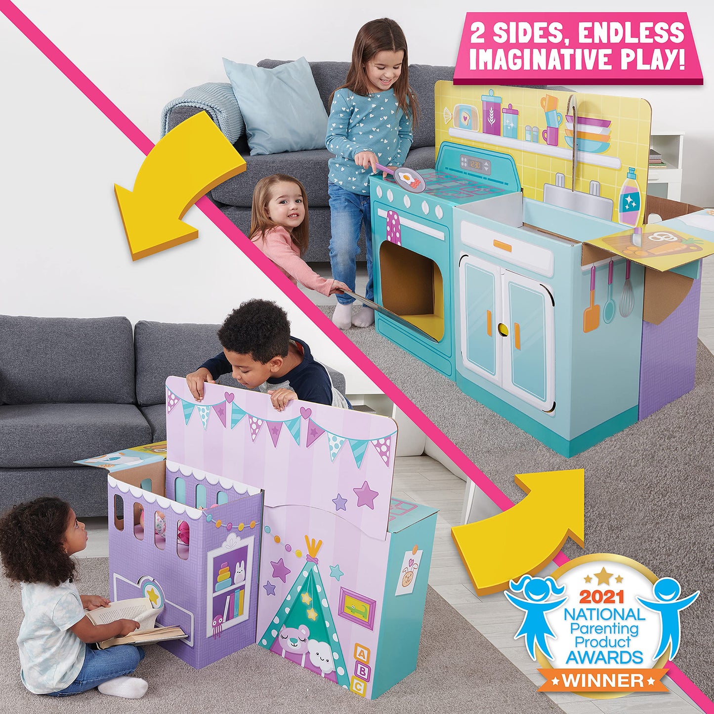 WowWee Pop2Play 2-in-1 Toddler Kitchen & Nursery Playset – Foldable Fun, Easy Storage!
