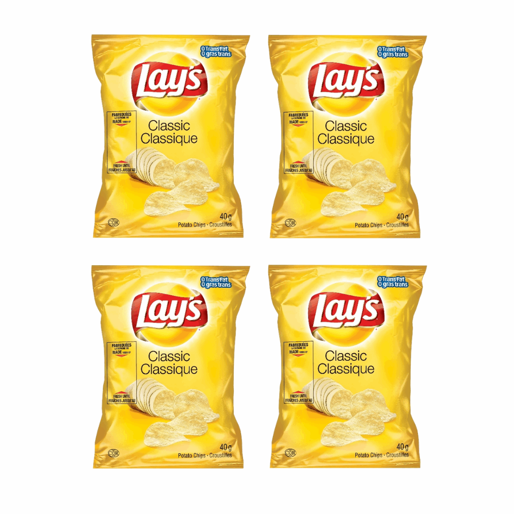 Lay's Classic Potato Chips - Original Flavor 4 Snack Pack (40g Bags)