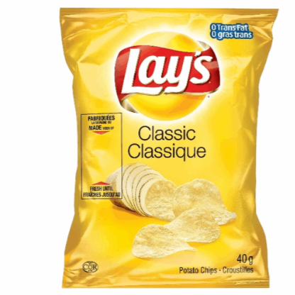 Lay's Classic Potato Chips - Original Flavor 4 Snack Pack (40g Bags)