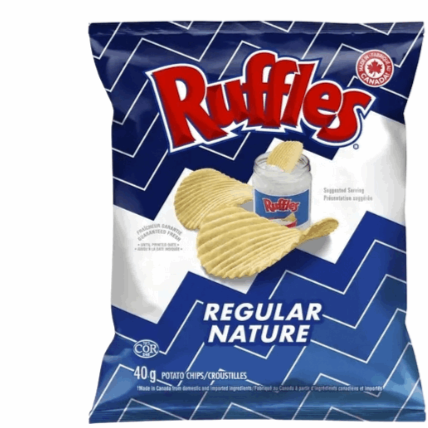 Ruffles Classic Ridged Potato Chips - Original Flavor 4 Snack Pack (40g)