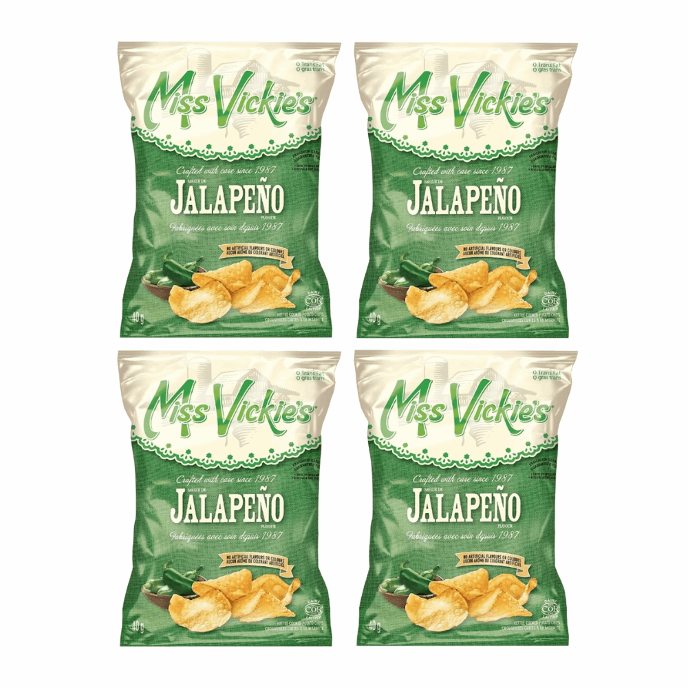 Miss Vickie's Jalapeño Kettle Cooked Chips - Spicy Kick 4 Snack Pack (40g)