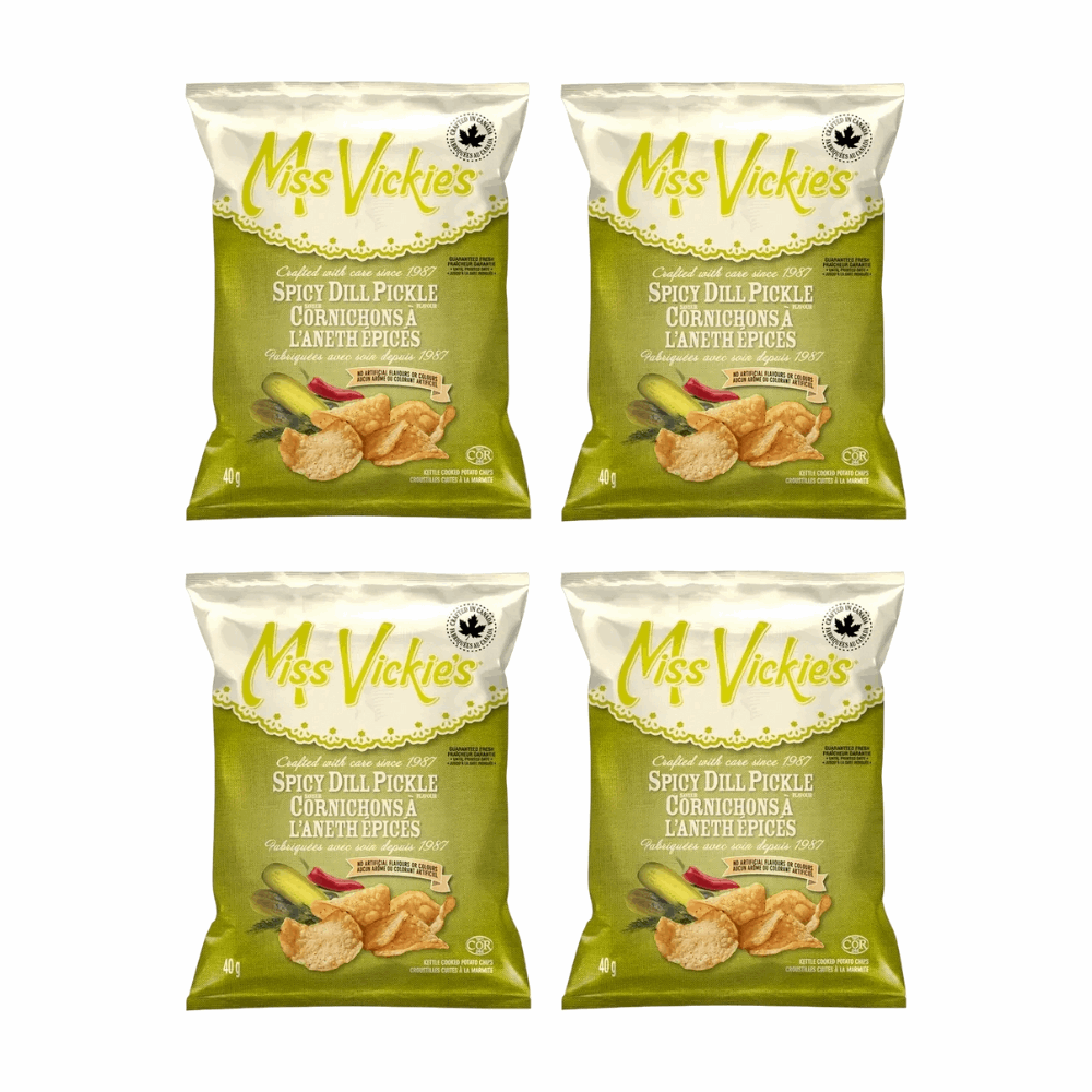 Miss Vickie's Spicy Dill Pickle Kettle Cooked Chips - 4 Snack Pack (40g)