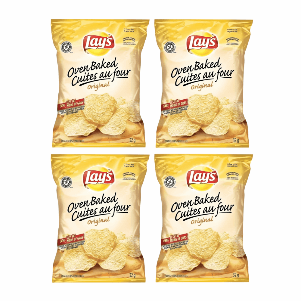 Baked Lay's Original Potato Crisps - Oven Baked, 65% Less Fat (1.125 oz Bags, 4 Pack)
