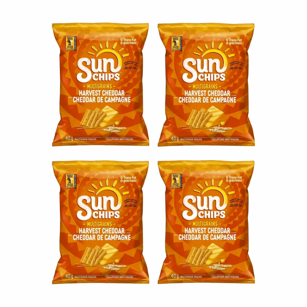 SunChips Harvest Cheddar Whole Grain Snacks - 4 Pack (40g Snack Bags)