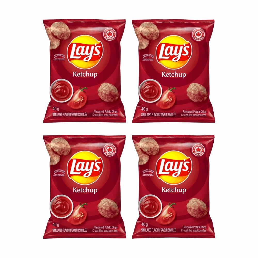 Lay's Ketchup Flavored Potato Chips - Tangy Tomato 4 Snack Pack (40g)