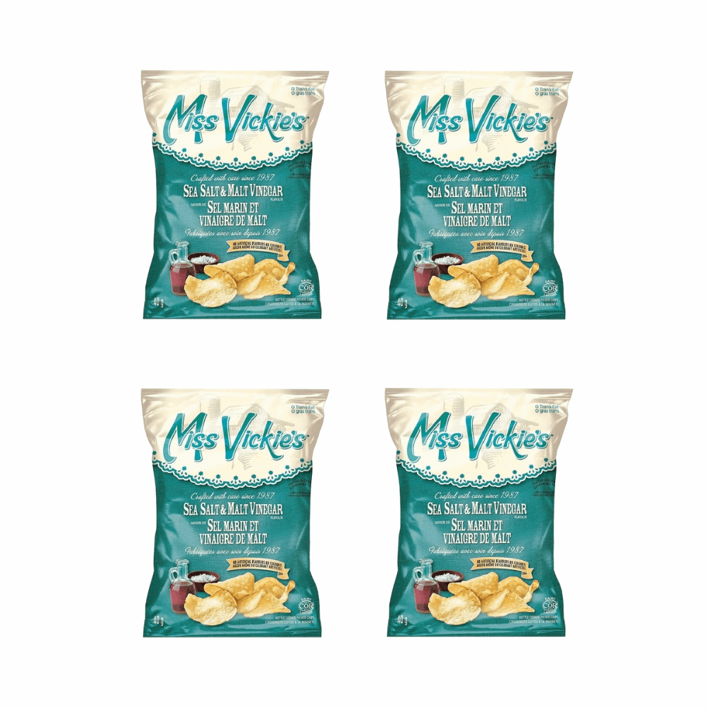 Miss Vickie's Sea Salt & Malt Vinegar Kettle Chips - Tangy Crunch 4 Pack (40g)