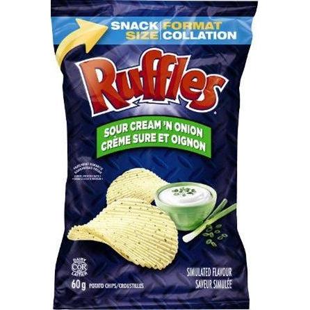 Ruffles Sour Cream & Onion Ridged Potato Chips - 4 Pack (60g)