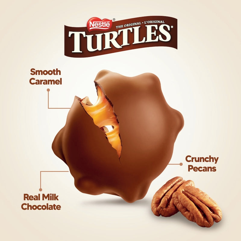 Nestle The Original Turtles | 100% Pecan Caramel Clusters in Milk Chocolate – 350g Gift Box