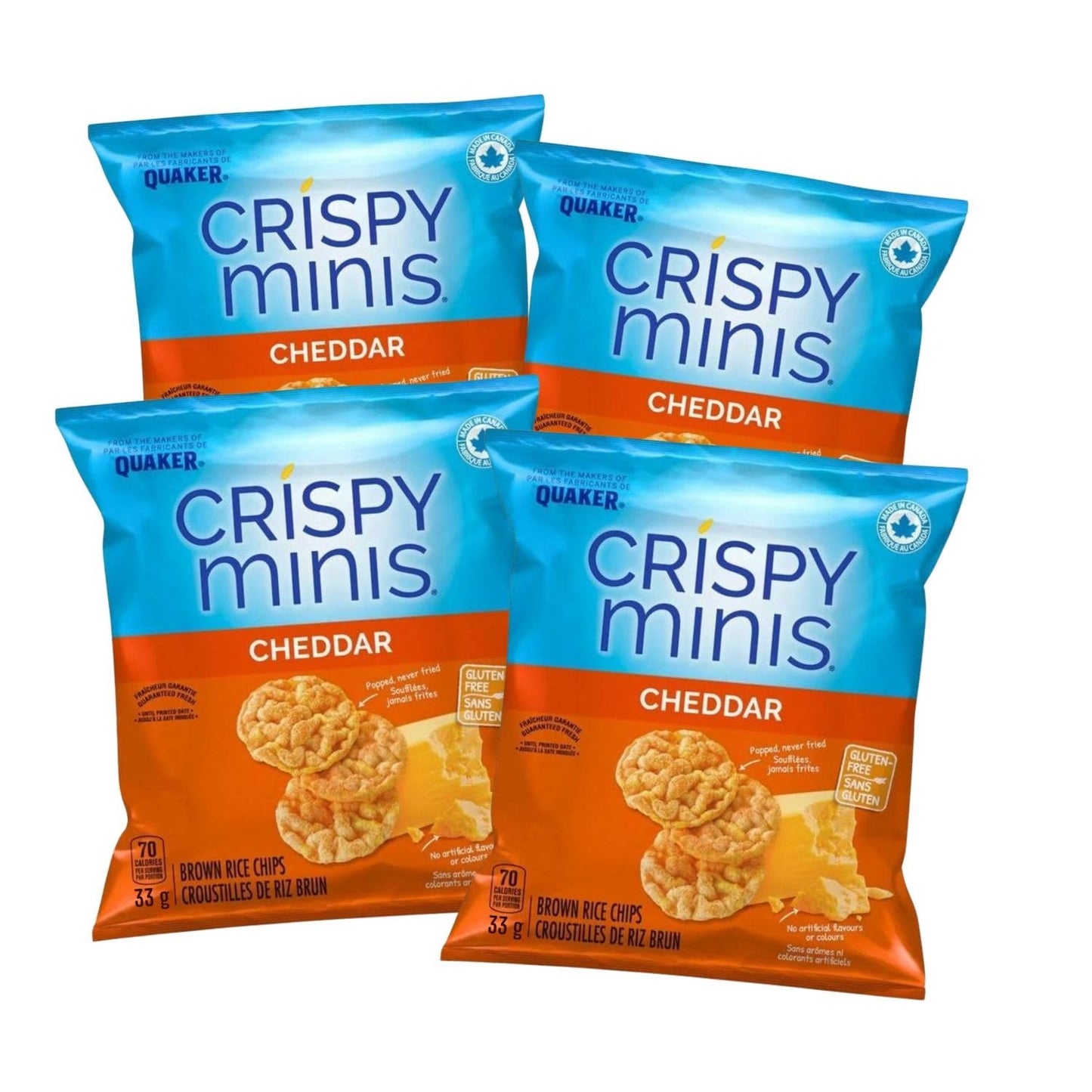 Quaker Crispy Minis | Savory Cheddar Rice Snacks (4-Pack) 33g