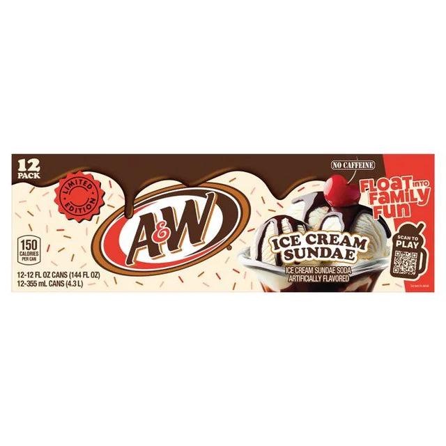 A&W Root Beer Float Ice Cream Sundae Cups – Case of 12 (12 fl oz Each)