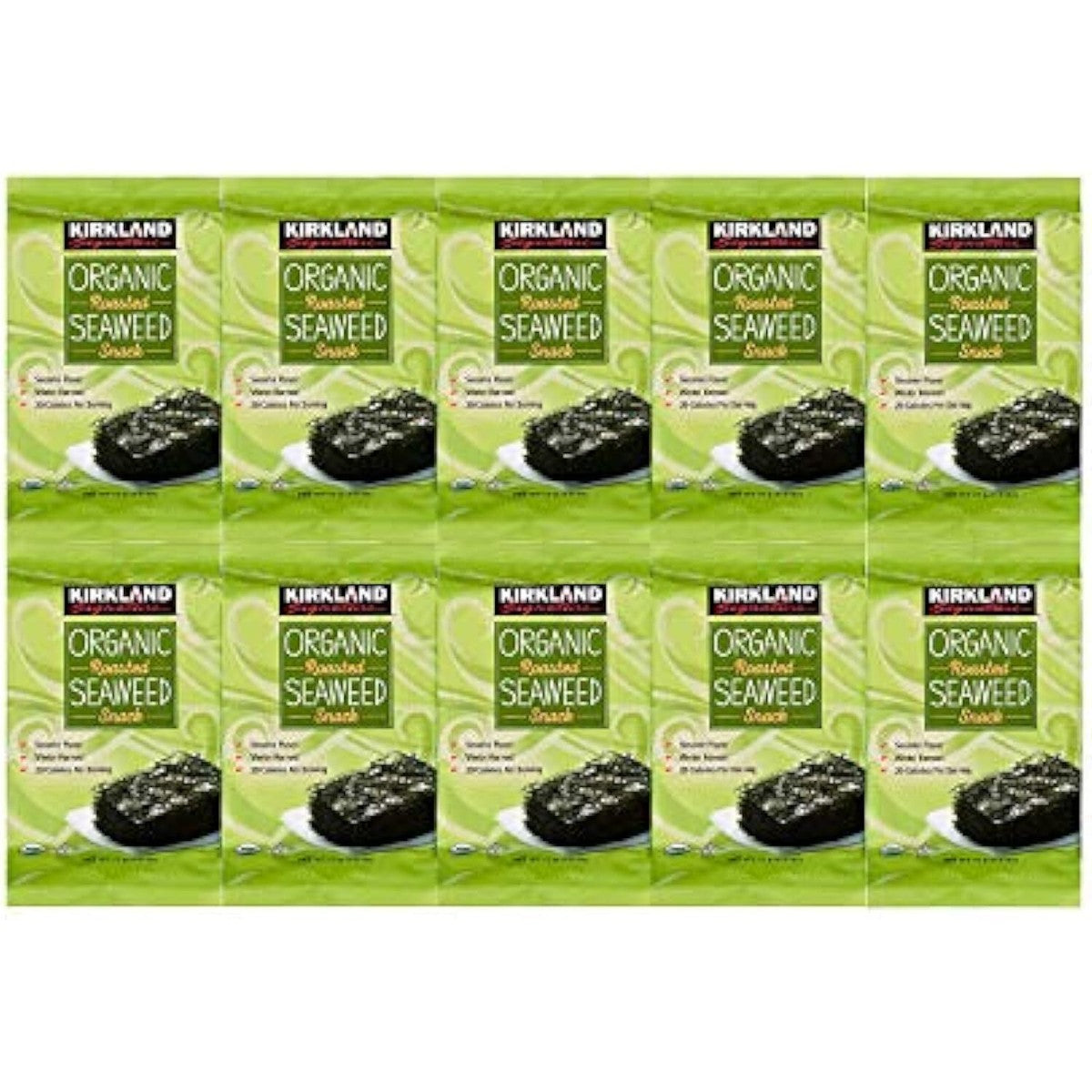 Kirkland Signature Organic Roasted Seaweed Snacks - 10-Pack Crispy Nori Sheets