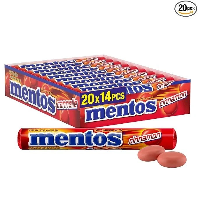 Mentos Chewy Cinnamon Candy - 20 Rolls, 1.32 Oz Each