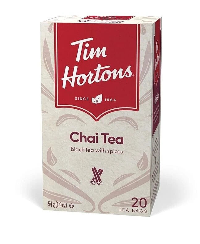 Tim Hortons Spiced Chai Tea Bags – 20 Count, Aromatic Black Tea Blend