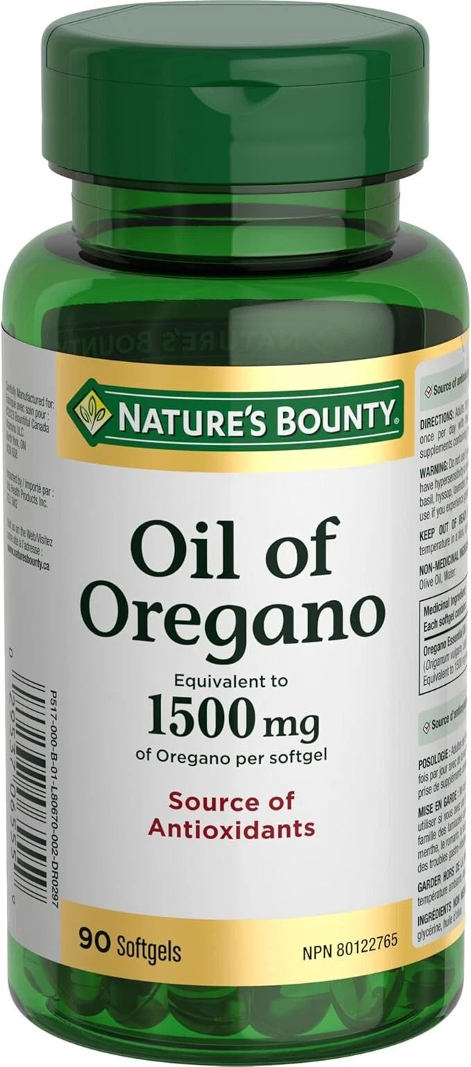 Nature's Bounty Super Strength Oil of Oregano 1500mg - Immune & Antioxidant Support (90 Softgels, 2-Pack)