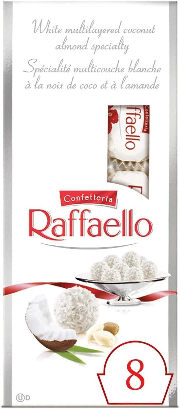 Raffaello Coconut Almond Candies, 8-Count (80g) – Crisp Coconut Treat with Creamy Filling & Whole Almond