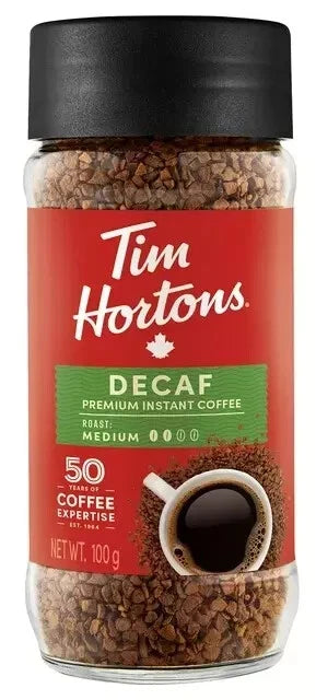 Tim Hortons Decaf Premium Instant Coffee, 100g – Rich & Smooth Decaffeinated Coffee