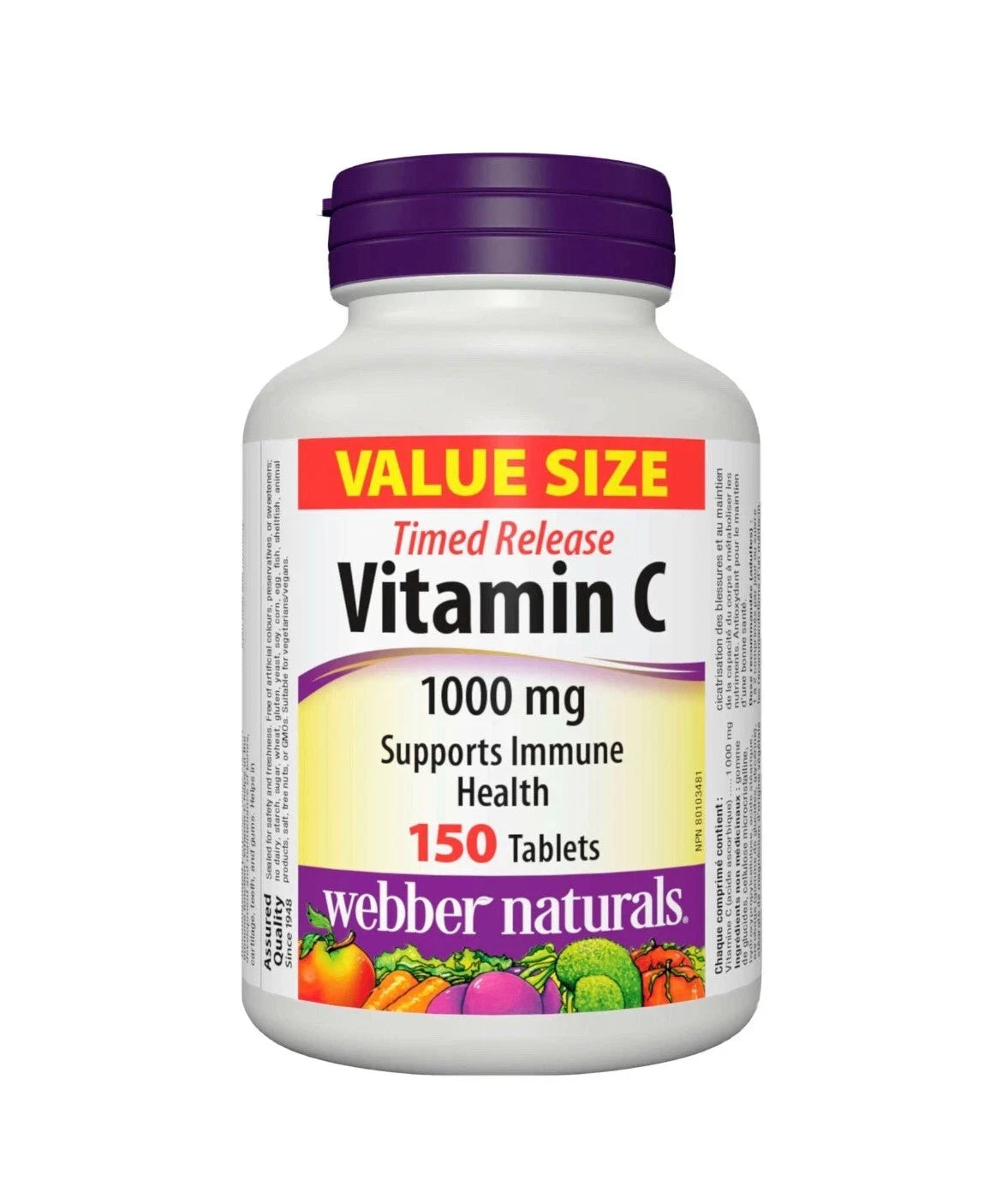Webber Naturals Timed Release Vitamin C 1000mg – 150 Tablets for Immune Support & Antioxidant Health