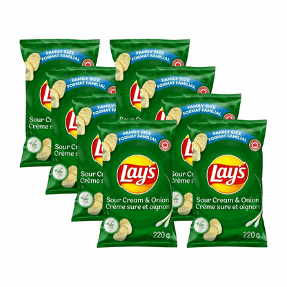 Lay's Sour Cream & Onion Flavored Chips - Gluten Free | Crispy Potato Snack | 7.75 oz (220g)