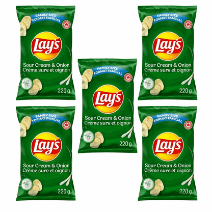 Lay's Sour Cream & Onion Flavored Chips - Gluten Free | Crispy Potato Snack | 7.75 oz (220g)