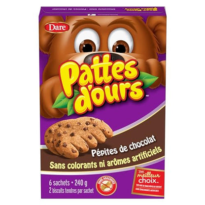 Bear Paws Chocolate Chip Cookies -  240g, 6 Pouches