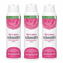 Schmidt's Rose & Vanilla Natural Deodorant Spray (3 Pack, 3.2 oz each)