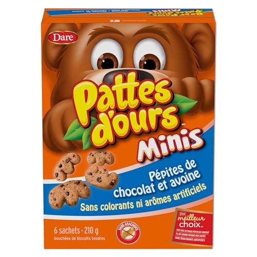 Bear Paws Minis Oatmeal Chocolate Chip Cookies -  210g, 6 Pouches