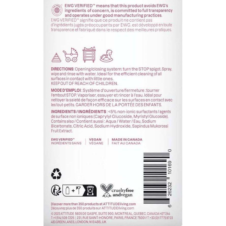 ATTITUDE Baby Leaves Natural Toy & Multi-Surface Cleaner (27.1oz)