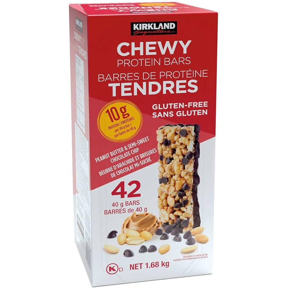 Chewy Peanut Butter Chocolate Chip Protein Bars –  42 Count