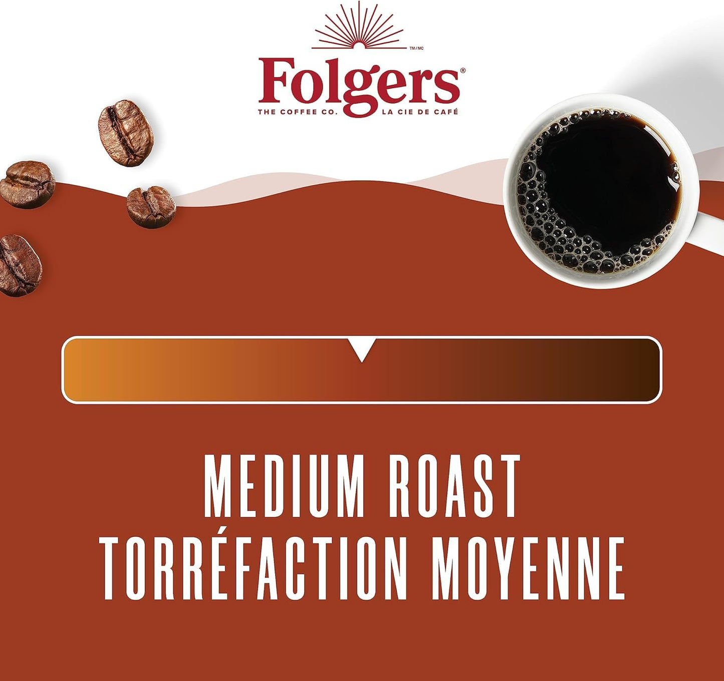 Folgers Classic Roast Medium Dark Roast, Ground Coffee, 816g Canister