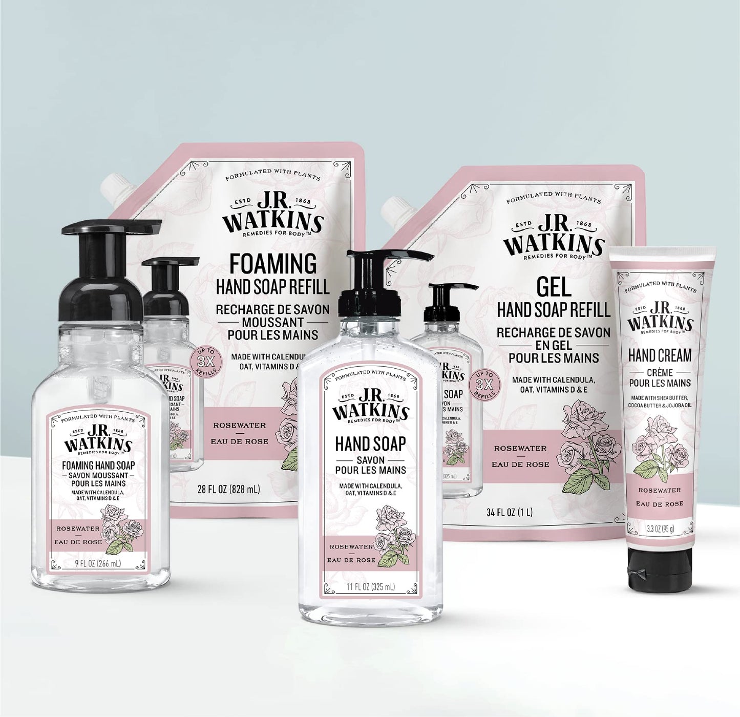 J.R. Watkins Rosewater Liquid Hand Soap Refill Pouch 1 L