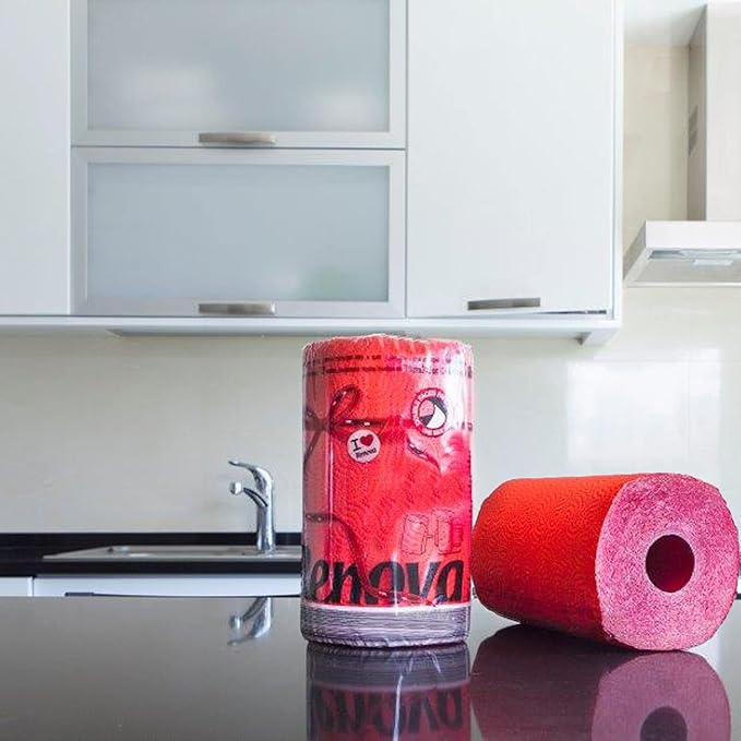 Vibrant Red Paper Towels – Jumbo 120-Sheet Roll