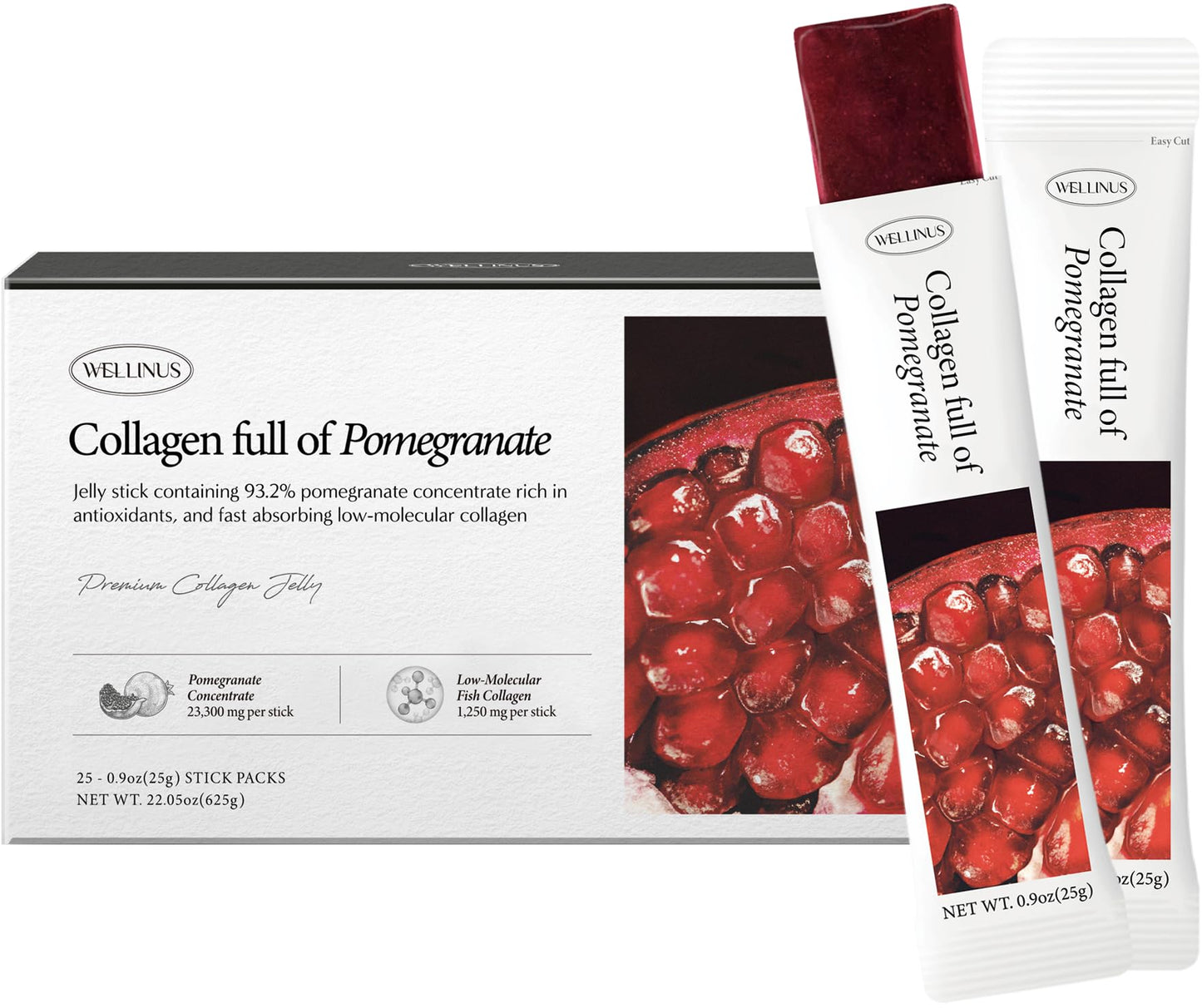 WELLINUS Korean Beauty Pomegranate Collagen Jelly Sticks - 25 Packs
