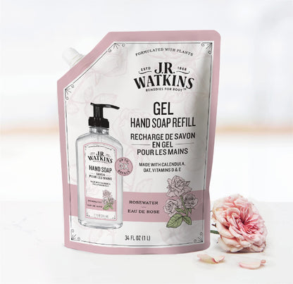 J.R. Watkins Rosewater Liquid Hand Soap Refill Pouch 1 L