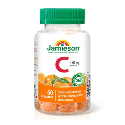 Jamieson Vitamin C 250 mg Gummies Natural Tangy Orange Flavour,  60 Count