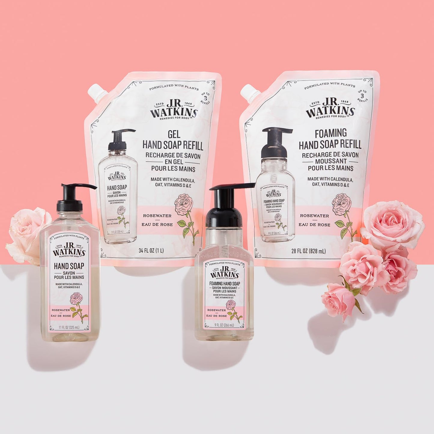 J.R. Watkins Rosewater Liquid Hand Soap Refill Pouch 1 L