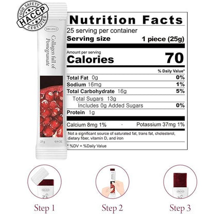 Korean Beauty Pomegranate Collagen Jelly Sticks - 25 Packs