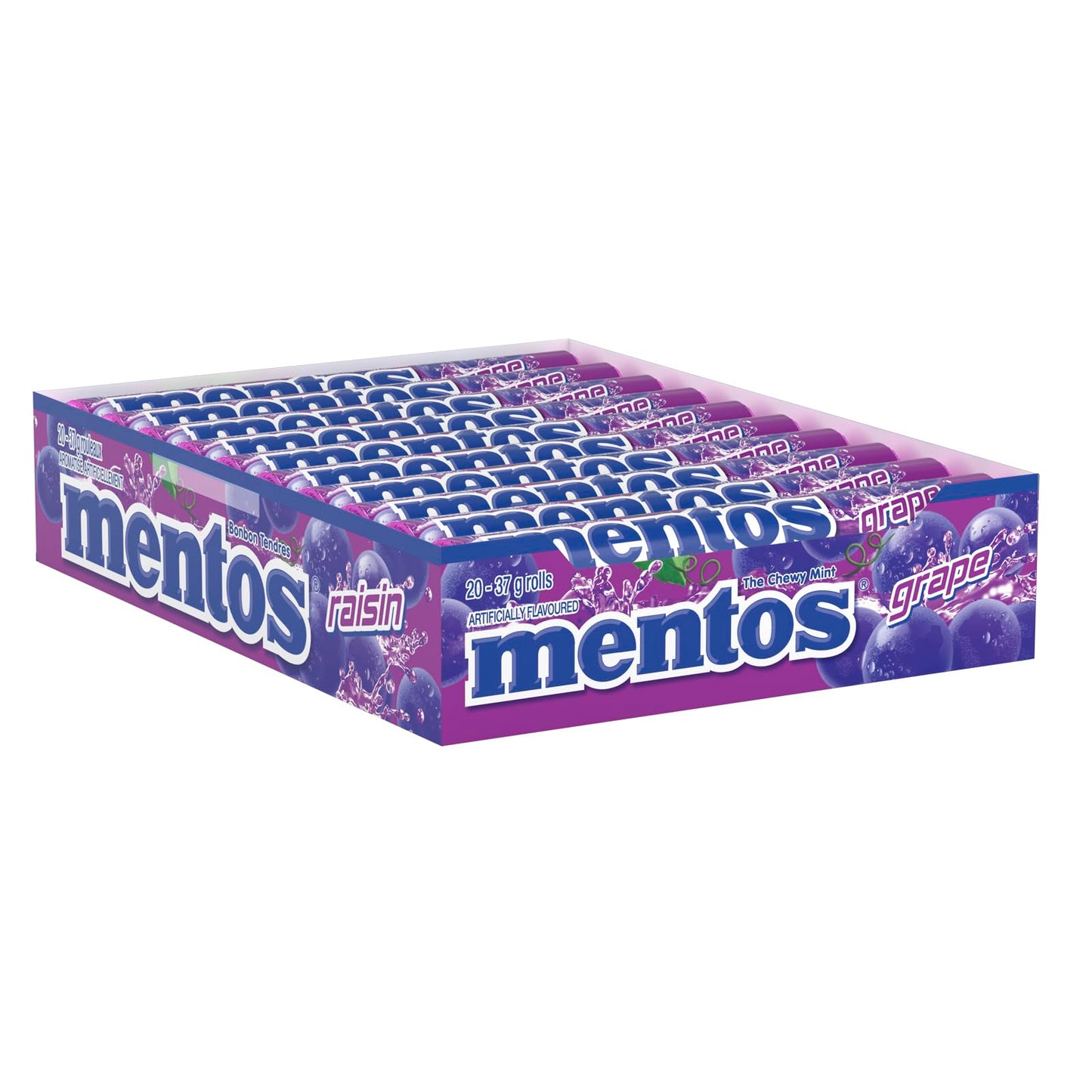 Mentos Chewy Mint Candy - Grape Flavour - Pack of 20 - 37g