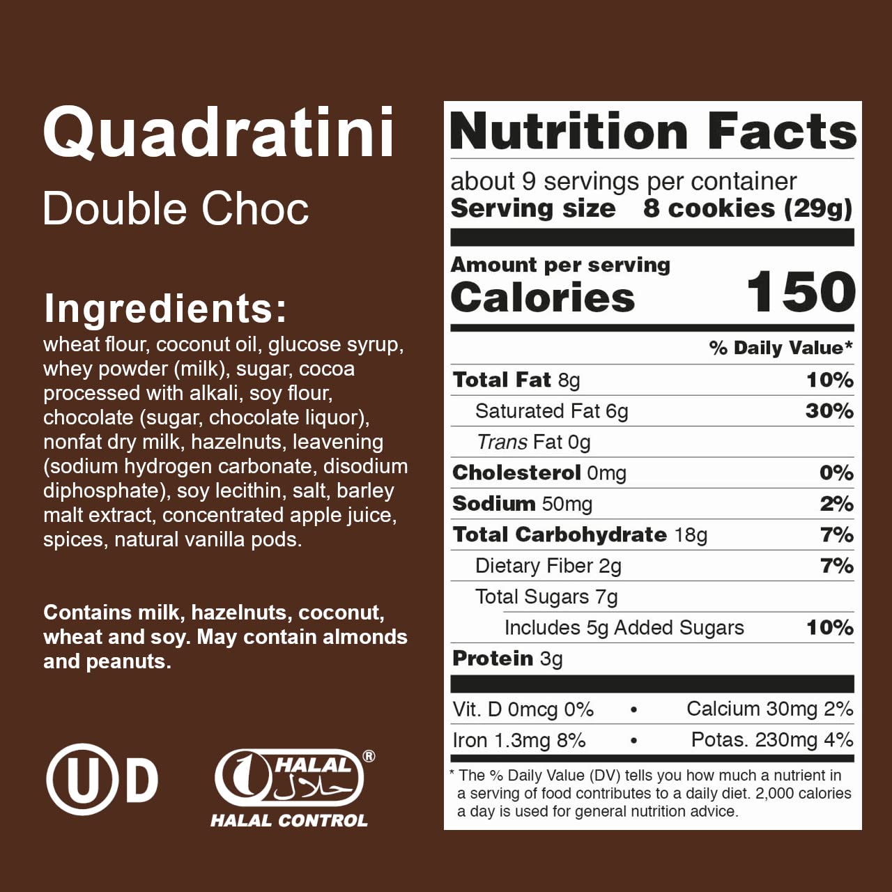 Loacker Quadratin Double Chocolate Wafer Cookies, 250g